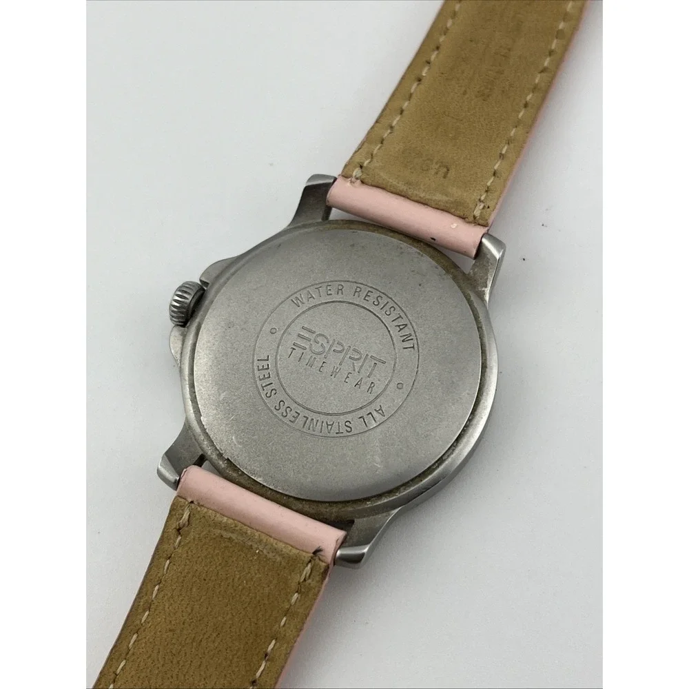 Vintage‎ Espirit Watch Women 35mm Silver Case Pink Leather Band- New Battery
